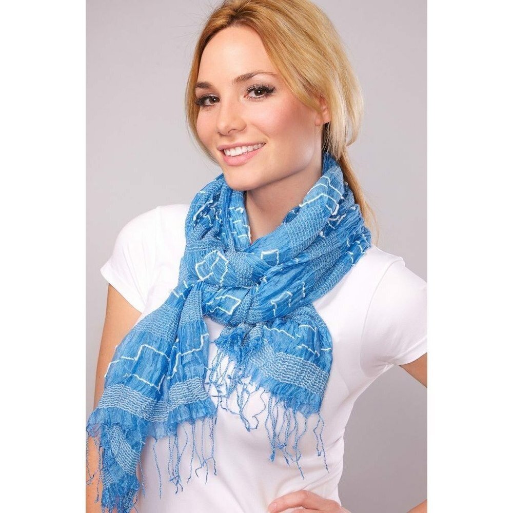 Sevya Handmade Mala Blue Silk Stole